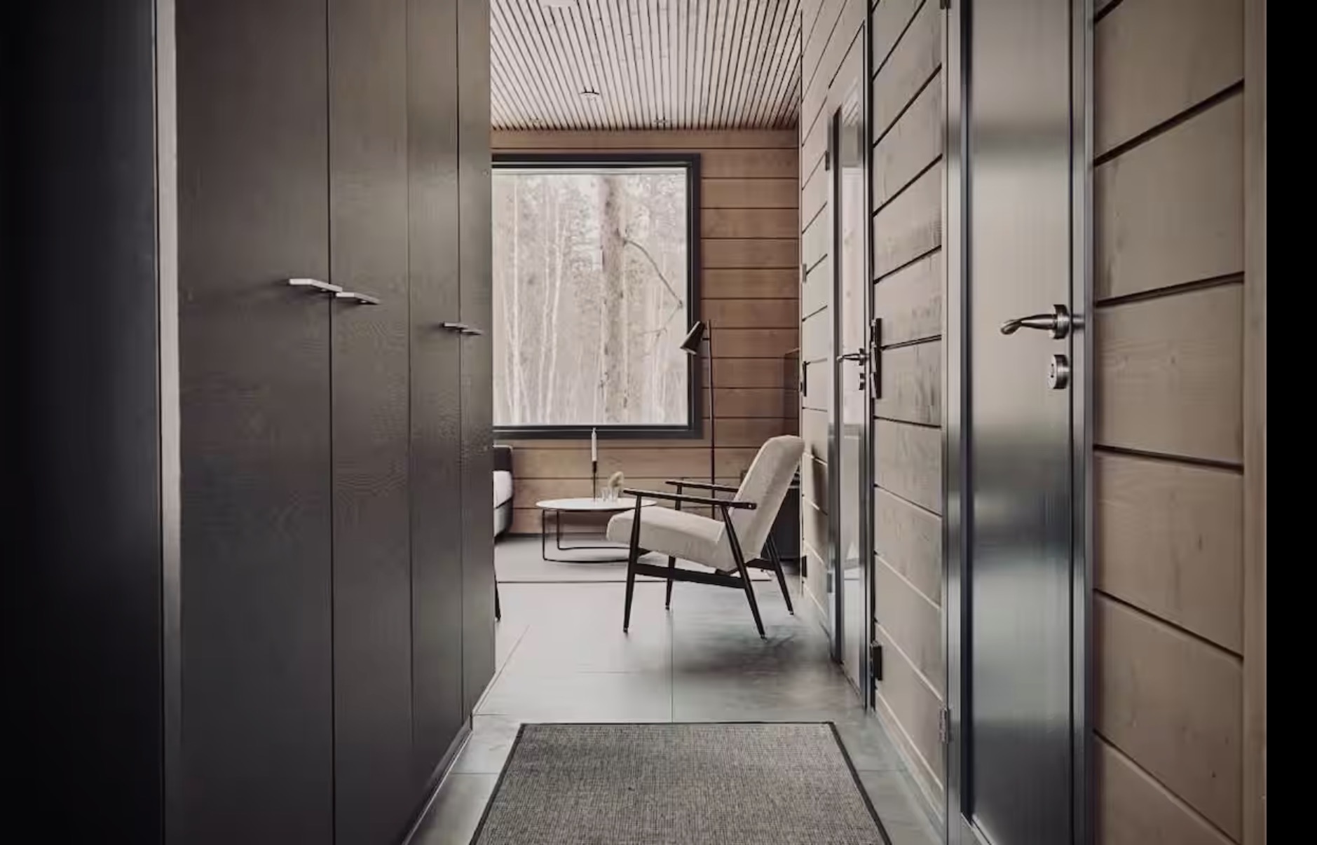 Hallway with forest view